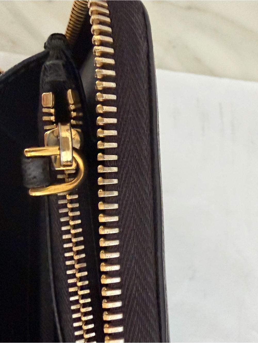 Prada Black Saffiano Zip Wallet with Gold Logo - Picture 7 of 9